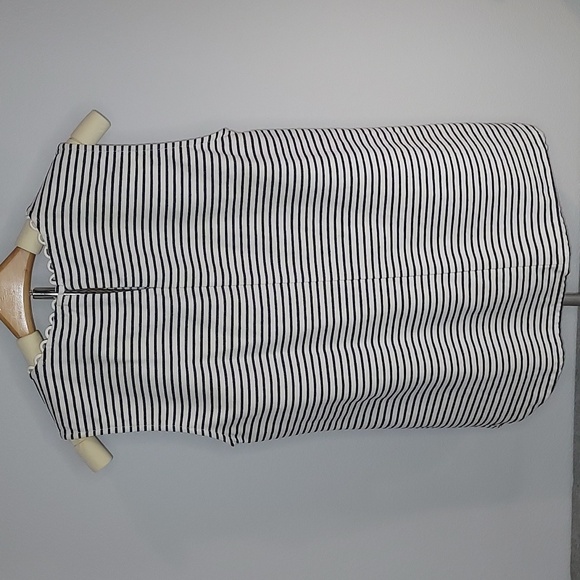 J.Crew White Navy Striped Nautical Scallop Cord Trim Boat Neck Tank Top Size 00 - Picture 2 of 10